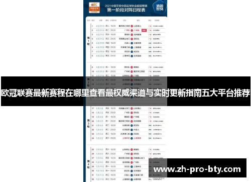 欧冠联赛最新赛程在哪里查看最权威渠道与实时更新指南五大平台推荐